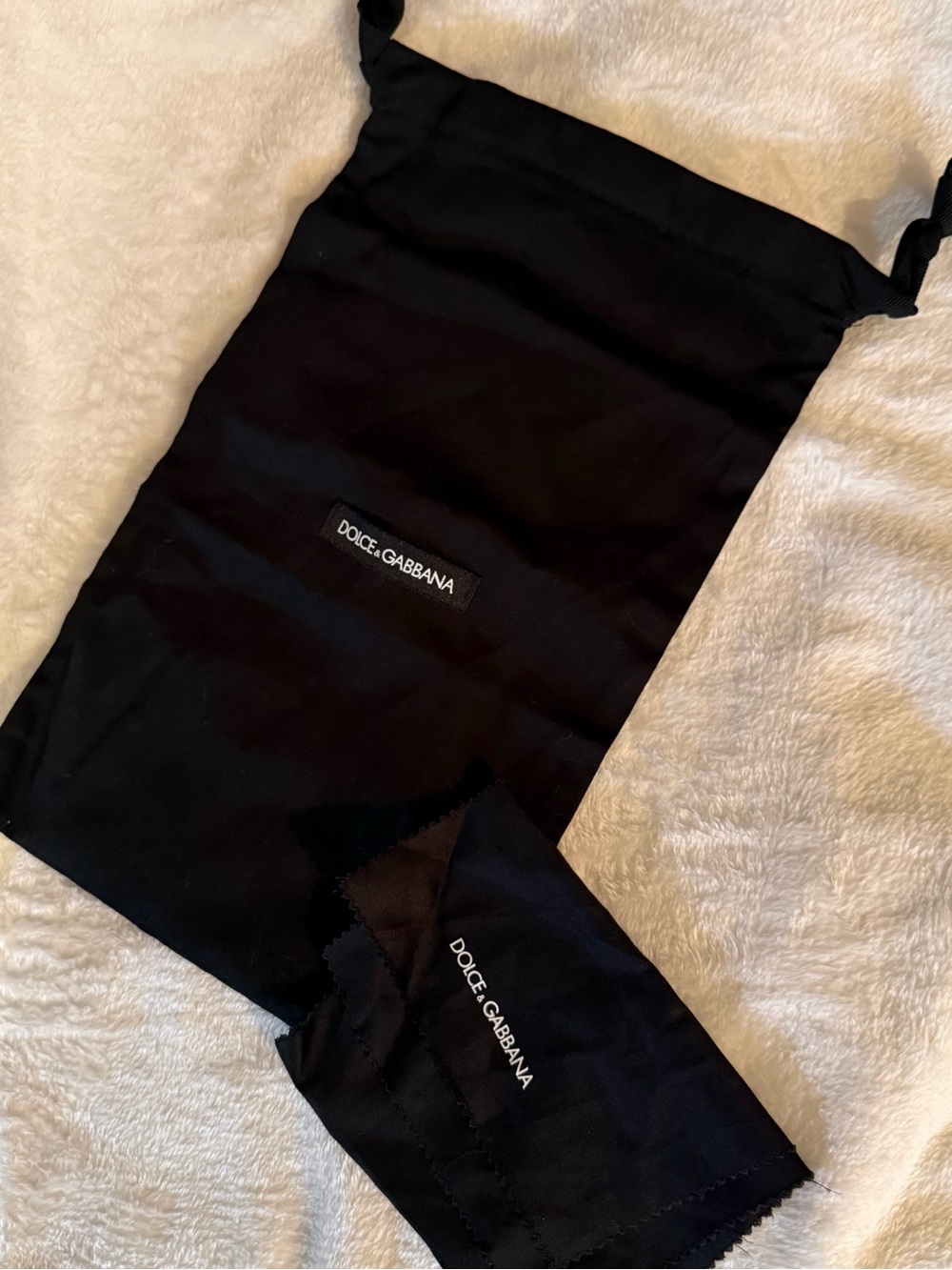 Dolce & Gabbana Black Drawstring Dust Bag with Cloth